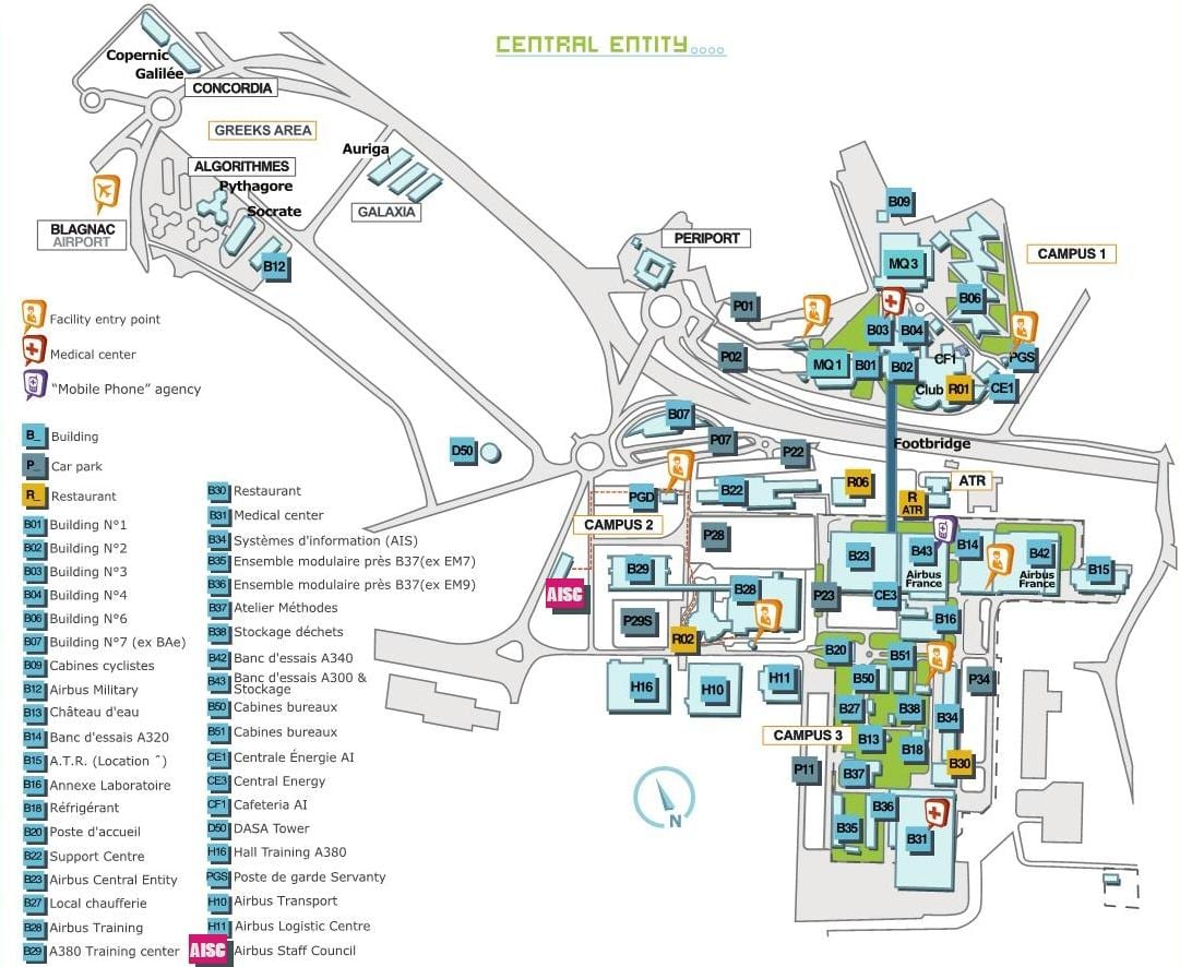 mapa d'airbus a Toulouse 