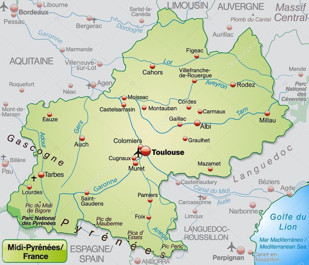 Tolosa regió mapa