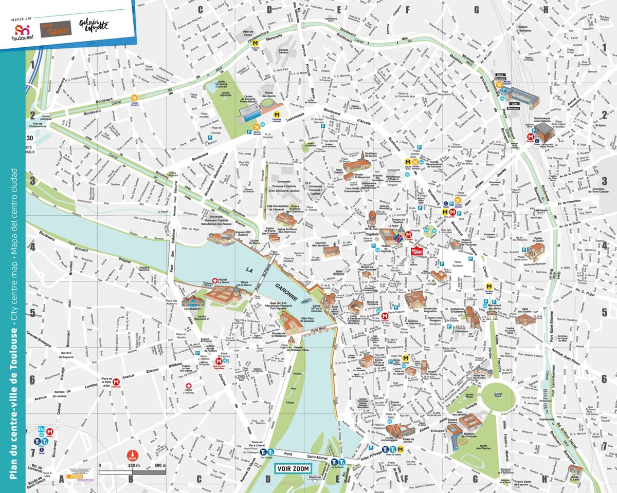 mapa de carrers de Tolosa de llenguadoc, frança