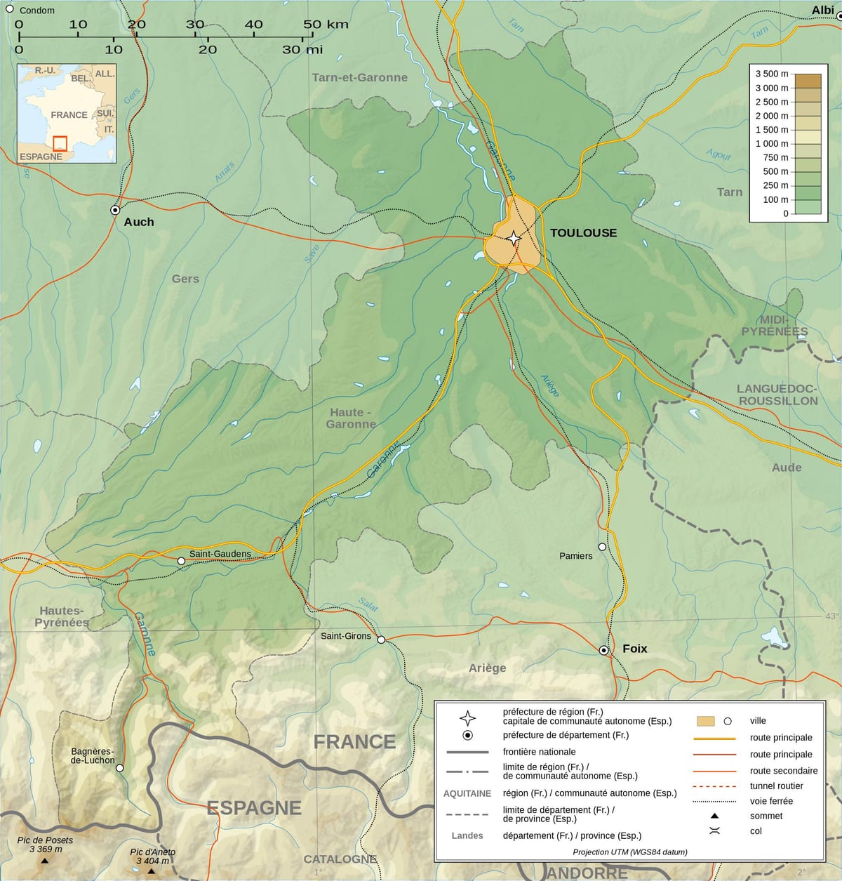 mapa topogràfic de Tolosa