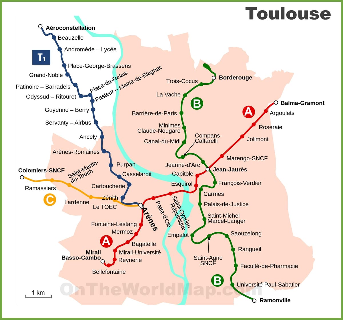 Tolosa de metro mapa