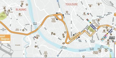 Mapa de Tolosa de trasllat a l'aeroport ruta 